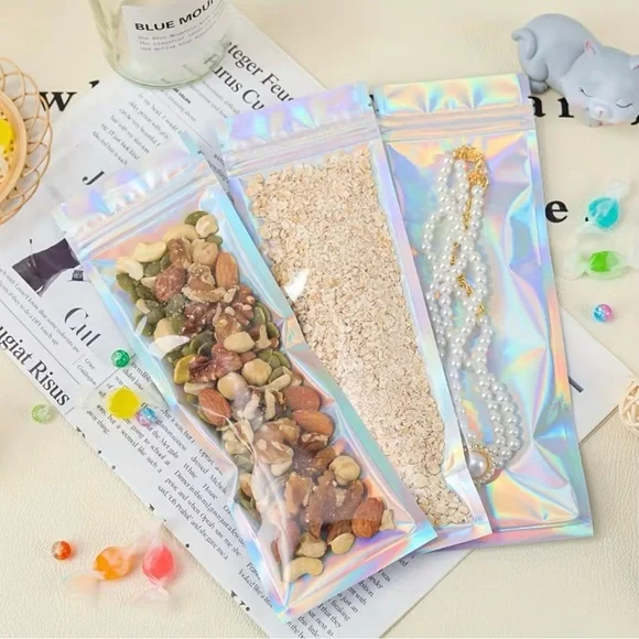 Holographic Iridescent Zip Seal Bags - pack of 20 - Picture 2 of 5